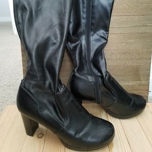 Black calf height boots